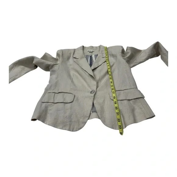 Women's Medium Beige Linen Blazer - Picture 7 of 9